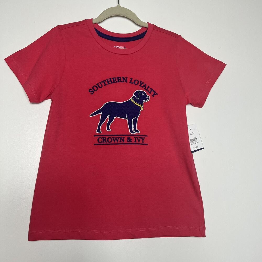 Crown & Ivy Kids Boys Southern Loyalty Dog Patch T-shirt Size 6